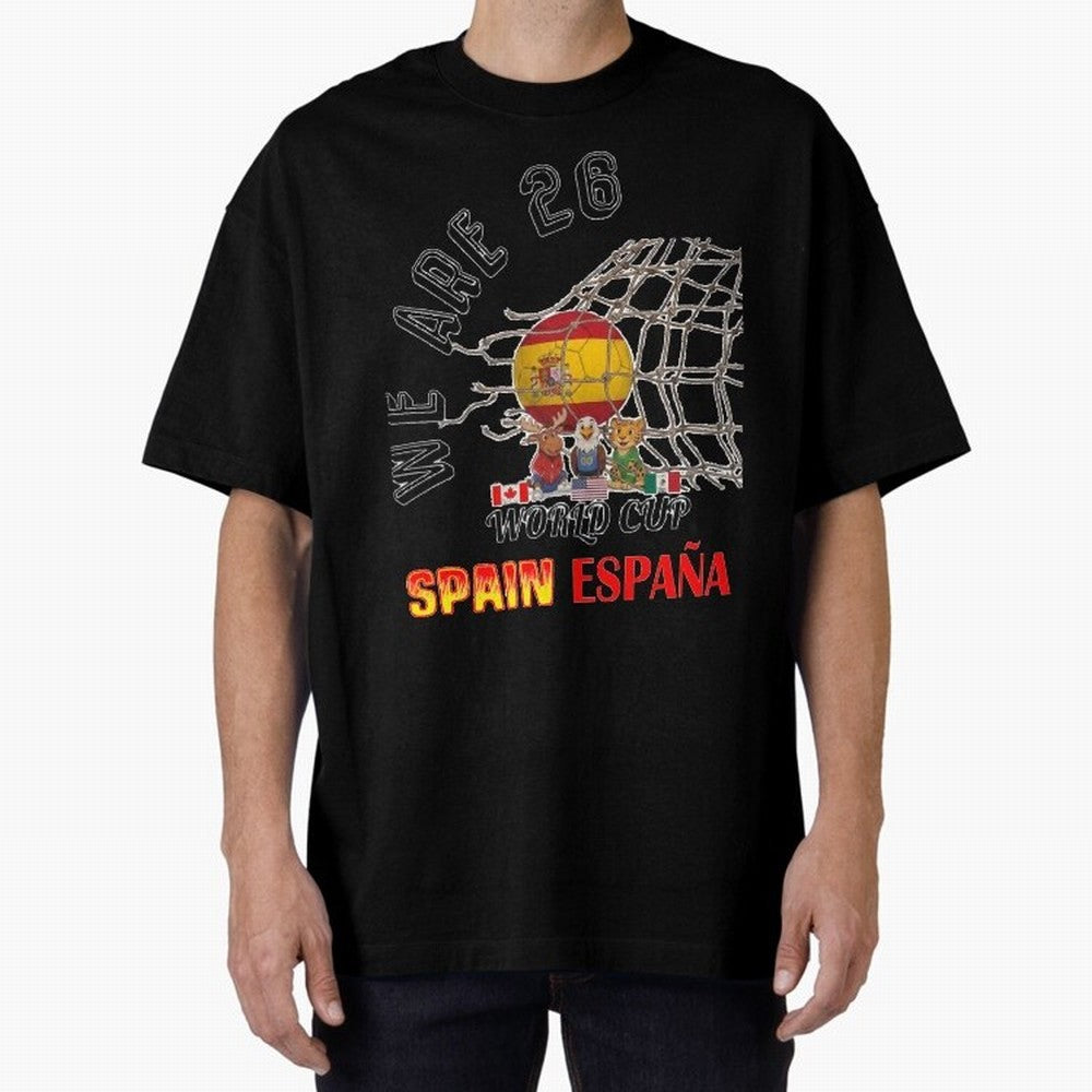 World cup 26 - Spain Oversized T-Shirt Represent Match Day Hype around FIFA World Cup 2026 USA Canada Mexico, CR7 and Messi, Germany, Tournament Hype, Historic Matchups, Family Viewing Parties and Global Sports Pride; Great for Supporters Who Love