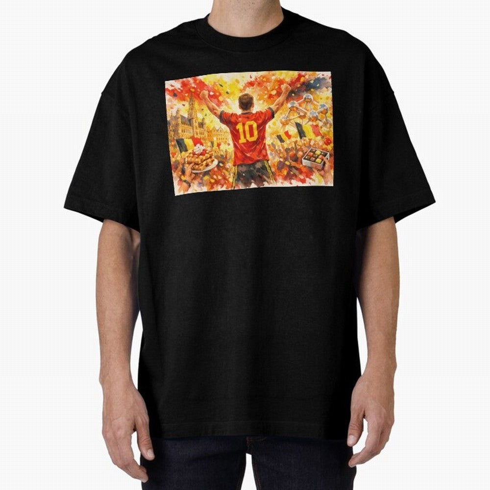 Belgian Celebration with Atomium Belgium Soccer Vibes Oversized T-Shirt Feel Match Day Hype around FIFA World Cup 2026 Group Stage, Haaland, Portugal, Spain and Germany, Match Day Excitement, Supporter Culture, Golden Goals and Global Football