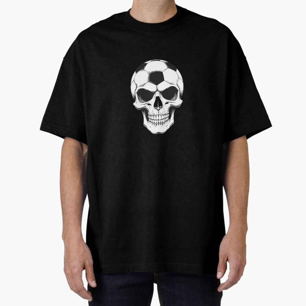 Soccer Skull in Goal Net - Dark Soccer Death Goal Oversized T-Shirt Follow Every Goal of the FIFA World Cup 2026 Journey through Cristiano Ronaldo, Haaland and CR7 Highlights, Portugal, Spain and Germany Pride, Global Supporter Spirit, Legendary