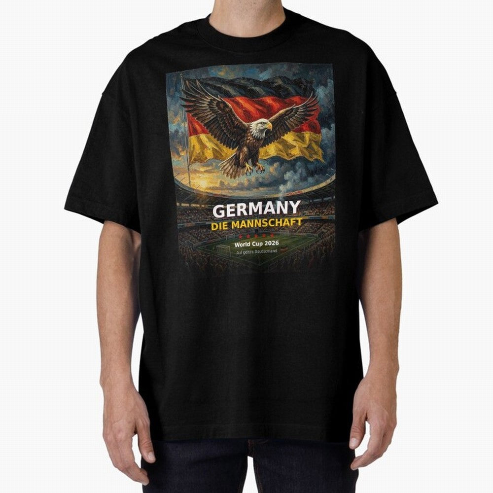 Germany Die Mannschaft - World Cup 2026 Soccer Fan Tee Oversized T-Shirt Celebrate Rivalries and Pride in FIFA World Cup 2026 USA Canada Mexico for Fans of CR7 and Messi and Netherlands, Bringing Global Supporter Spirit, Legendary Goals, National