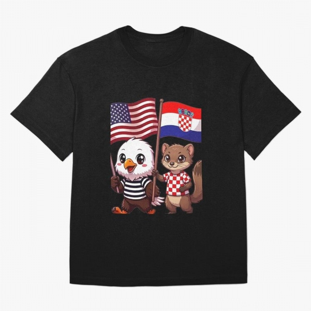 The American eagle and its friend, the Croatian marten Oversized T-Shirt Bring Home FIFA World Cup 2026 Group Stage for Fans of Neymar and Germany, Bringing Football Festival Excitement, Trophy Ambitions, Country Rivalries and Star Player Buzz;