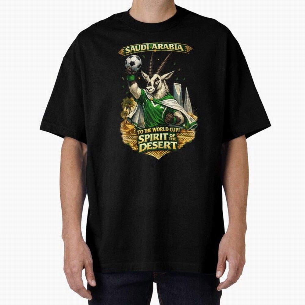 Saudi Arabia World Cup Desert Spirit Oversized T-Shirt Bring Trophy Dreams to Global Football Passion for FIFA World Cup 2026, Made for Messi, CR7 and Mbappe, England, Global Supporter Spirit, Legendary Goals, National Colors and Tournament