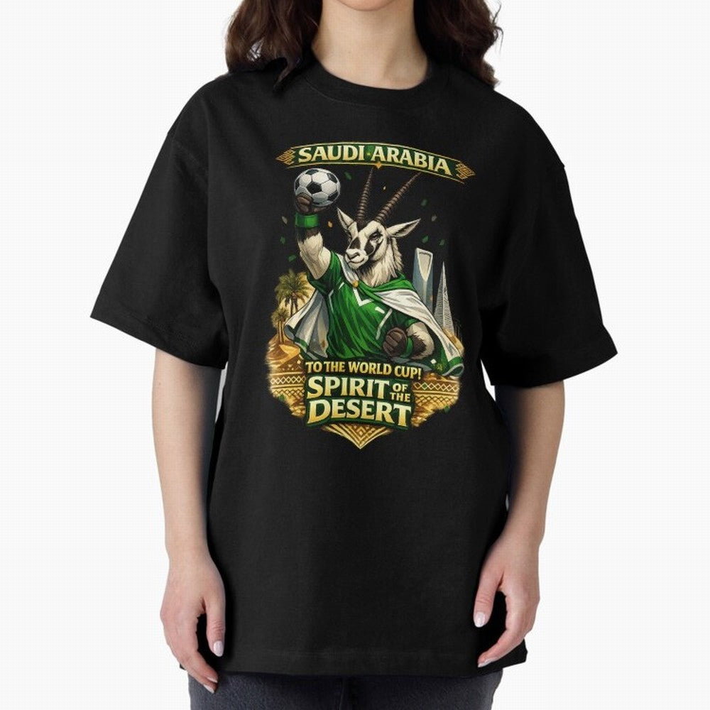 Saudi Arabia World Cup Desert Spirit Oversized T-Shirt Bring Trophy Dreams to Global Football Passion for FIFA World Cup 2026, Made for Messi, CR7 and Mbappe, England, Global Supporter Spirit, Legendary Goals, National Colors and Tournament