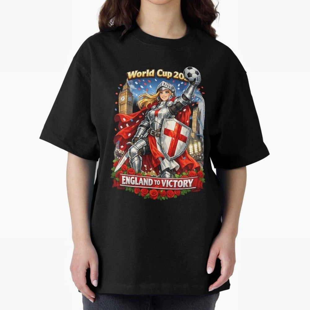 England To Victory Knight World Cup 2026 Oversized T-Shirt Keep Football History Alive during the FIFA World Cup 2026 Group Stage Journey through Messi Highlights, Argentina and Brazil Pride, Football Passion, Legendary Performances, Festival Vibes