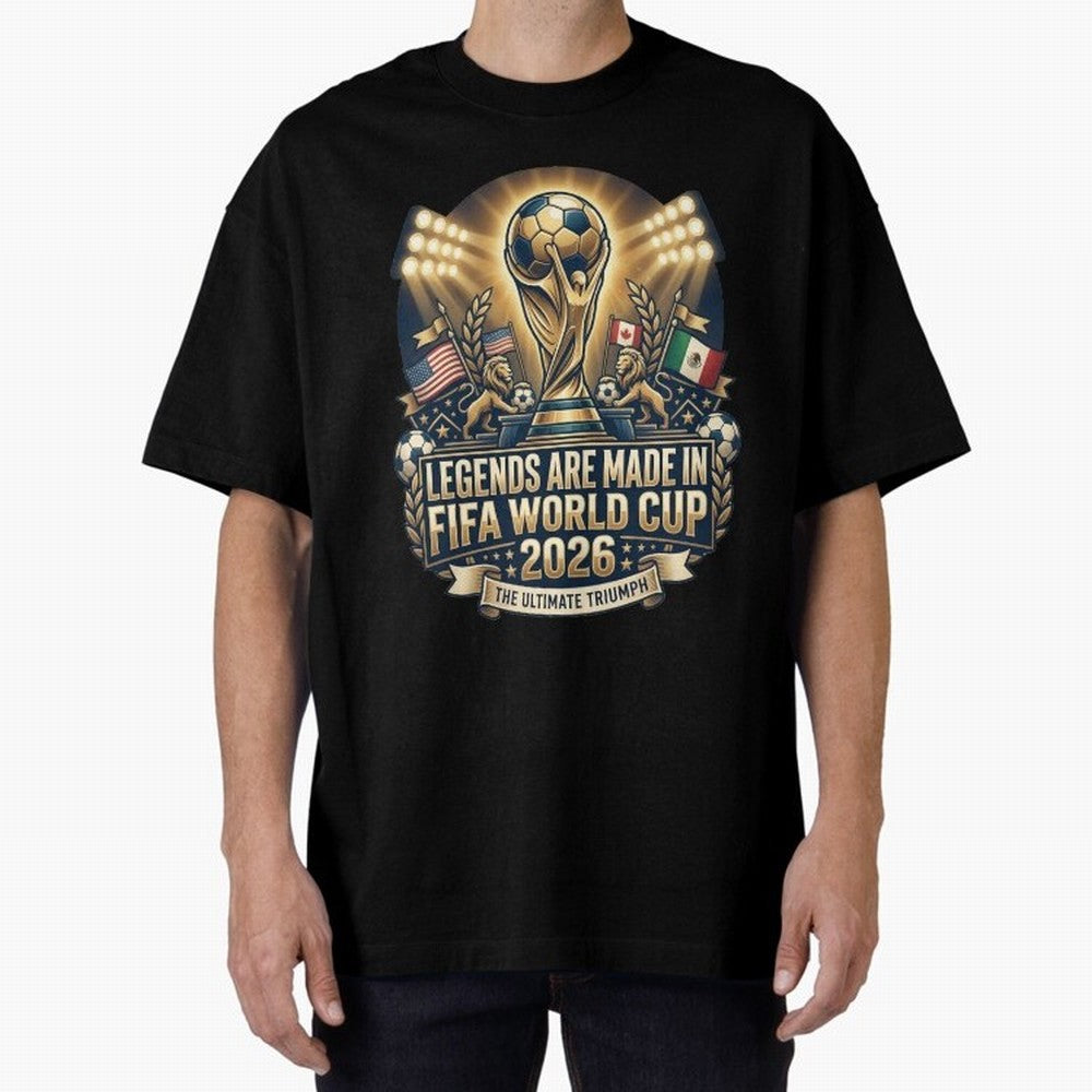 Legendary FIFA World Cup 2026 Football Quote Design For Passionate Soccer Fans Oversized T-Shirt Enjoy the FIFA World Cup 2026 USA Canada Mexico Journey through Neymar Highlights, Argentina Pride, Match Day Excitement, Supporter Culture, Golden
