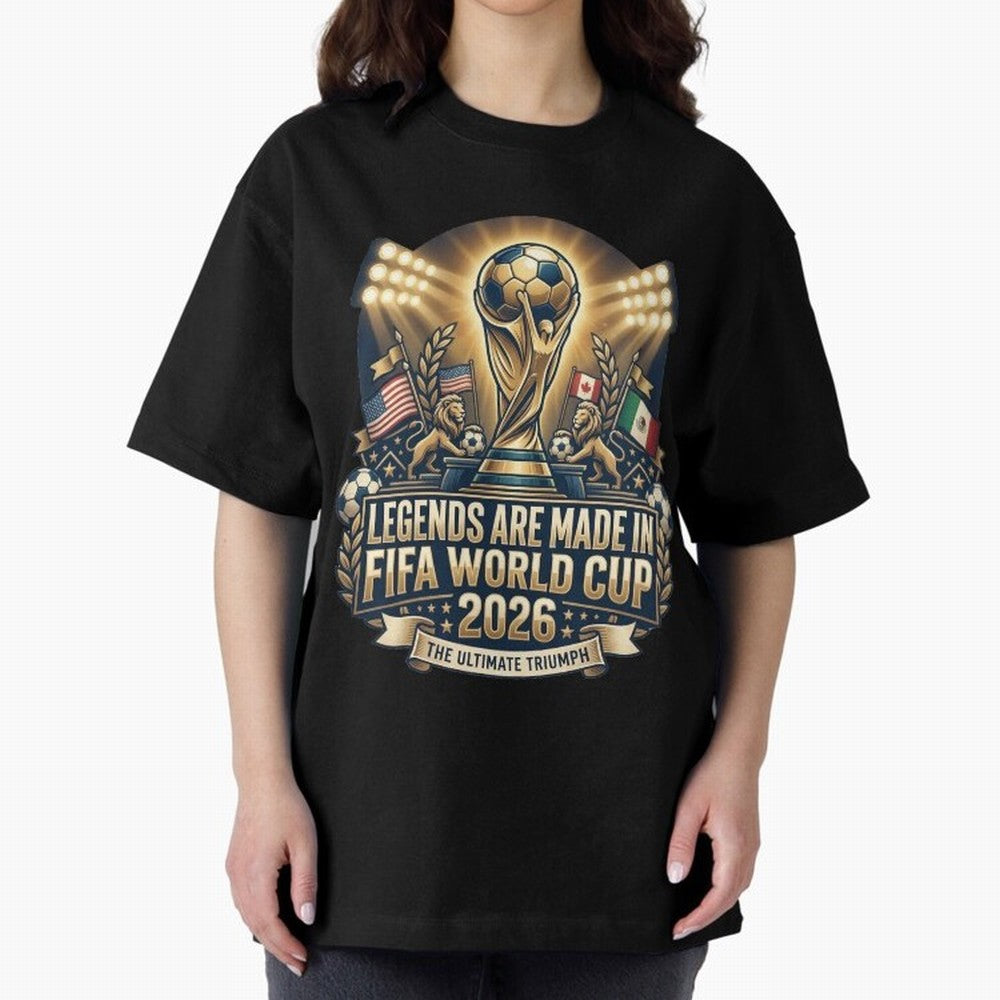 Legendary FIFA World Cup 2026 Football Quote Design For Passionate Soccer Fans Oversized T-Shirt Enjoy the FIFA World Cup 2026 USA Canada Mexico Journey through Neymar Highlights, Argentina Pride, Match Day Excitement, Supporter Culture, Golden