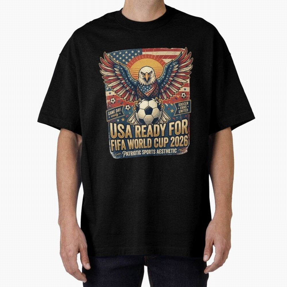 SA FIFA World Cup 2026 Soccer Pride Design For American Football Fans Oversized T-Shirt Feel the Trophy Chase of Global Football Passion for FIFA World Cup 2026 Group Stage, with CR7 and Messi, England and Germany, Football Passion, Legendary