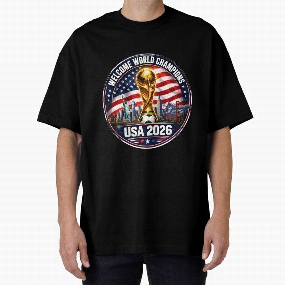 World Cup 2026 Celebration T-Shirt | USA Canada Mexico Soccer Fan Tee Oversized T-Shirt Remember Iconic Moments from the FIFA World Cup 2026 Group Stage Journey through Neymar Highlights, Argentina and Brazil Pride, Stadium Memories, Football