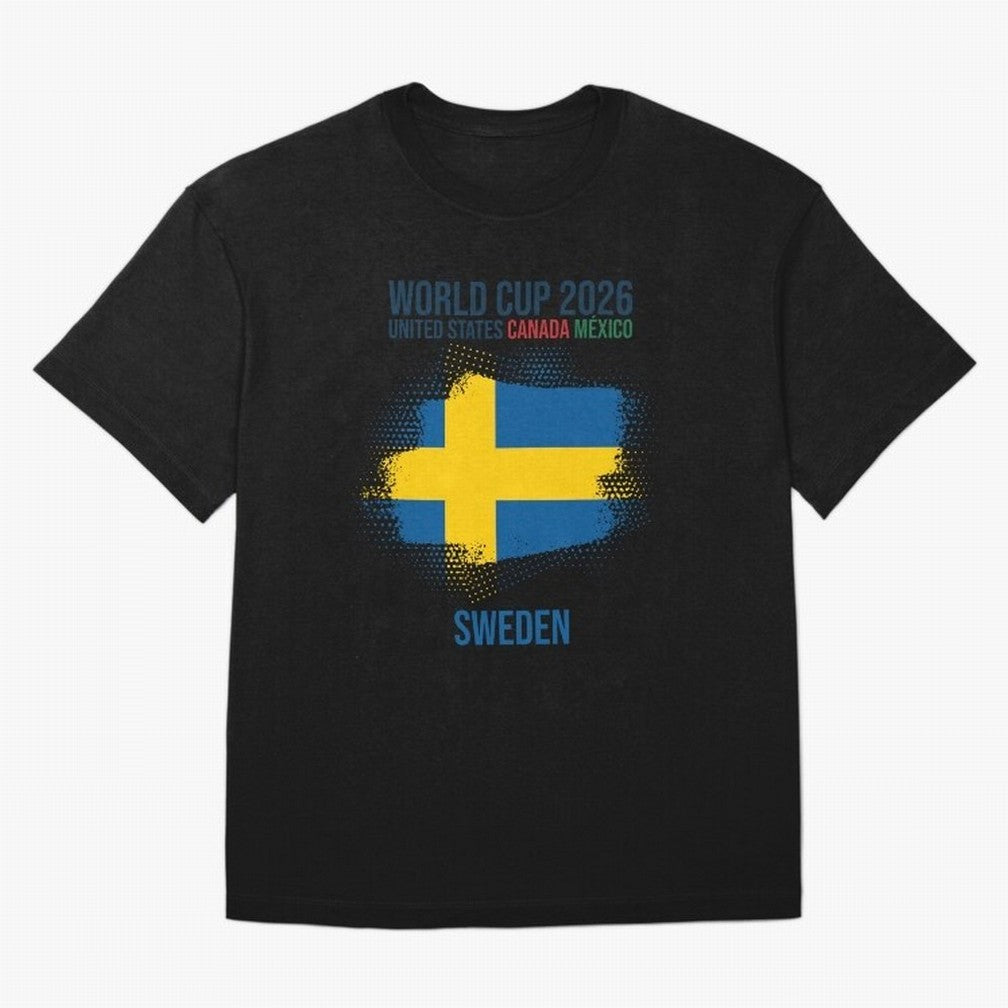 SWEDEN WORLD CUP 2026 Oversized T-Shirt Celebrate Football Heritage in Global Football Passion for FIFA World Cup 2026 Group Stage, Centered on CR7 and Messi, Argentina, France and Brazil, Football History, Final Match Energy, Crowd Noise and Once
