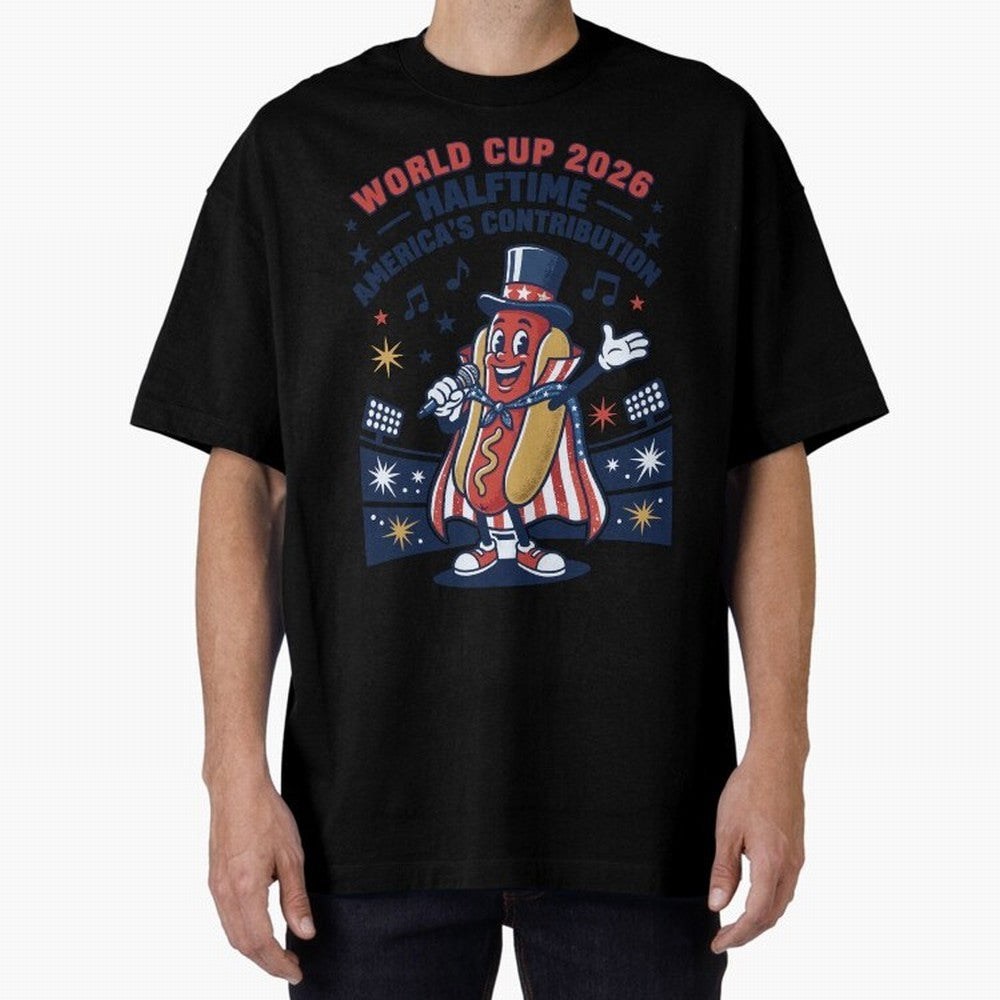 World Cup 2026 Halftime ¡ª America's Contribution V2 Oversized T-Shirt Join FIFA World Cup 2026 Group Stage Spirit, Driven by Portugal, Spain and Germany, Mbappe, Stadium Memories, Football Loyalty, International Chants and Championship Tradition;
