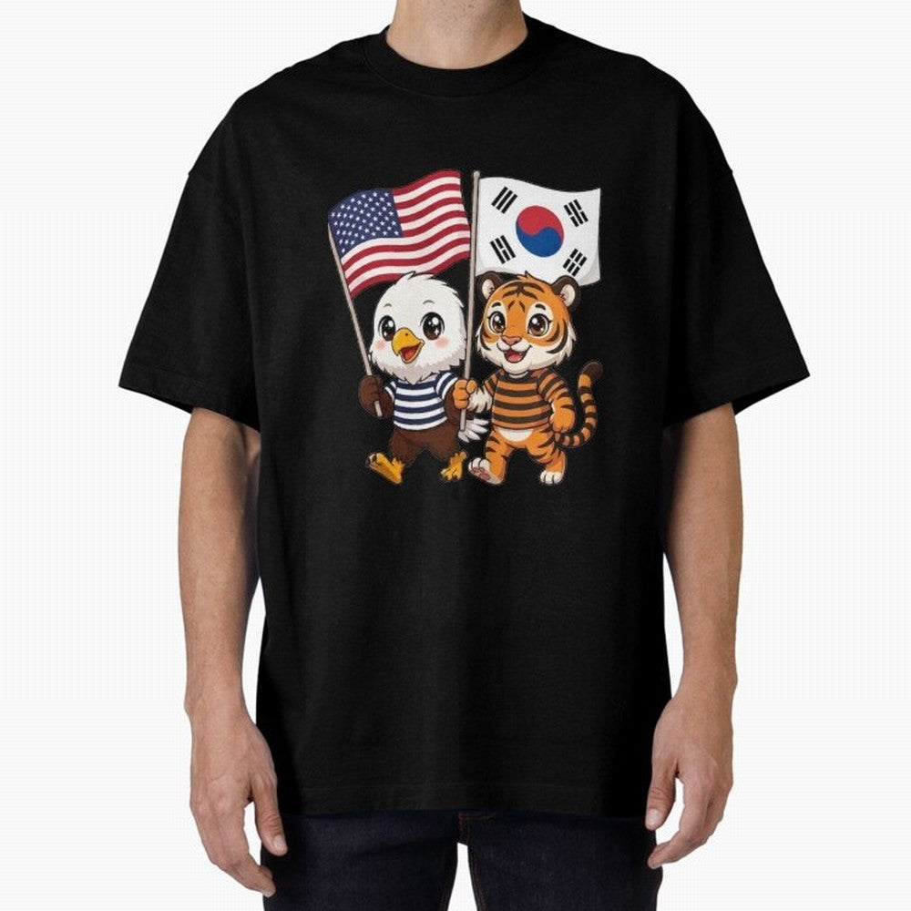 The American eagle and its friend the South Korean tiger Oversized T-Shirt Step into FIFA World Cup 2026 Spirit, Built around Brazil, CR7, Classic Soccer Heritage, Championship Pressure, Fan Loyalty and International Pride; Great for Supporters Who