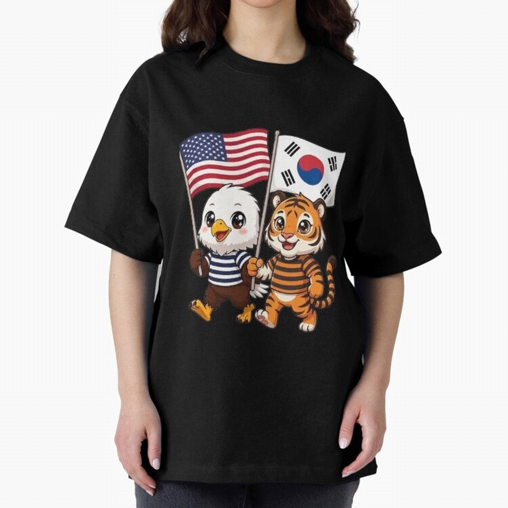 The American eagle and its friend the South Korean tiger Oversized T-Shirt Step into FIFA World Cup 2026 Spirit, Built around Brazil, CR7, Classic Soccer Heritage, Championship Pressure, Fan Loyalty and International Pride; Great for Supporters Who