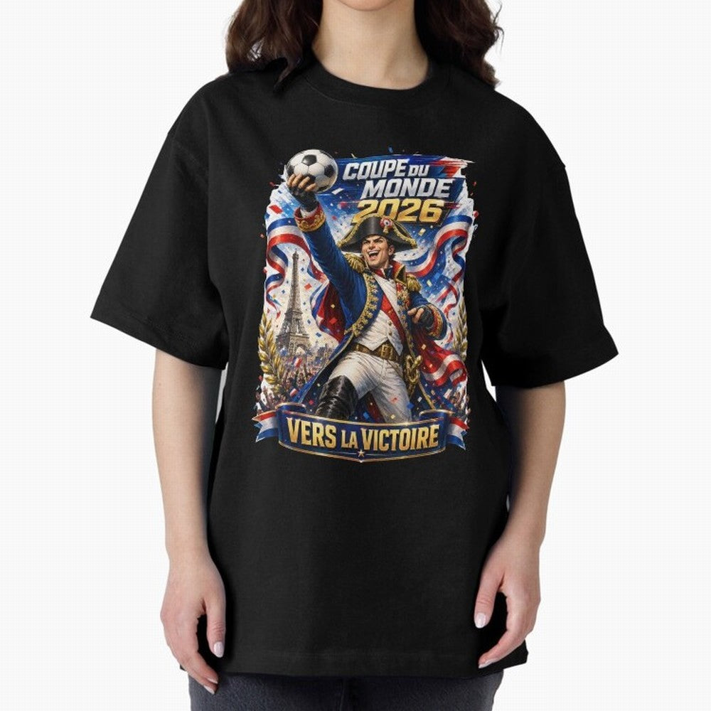 France World Cup 2026 Victory Oversized T-Shirt Wear the Spirit of FIFA World Cup 2026 USA Canada Mexico Capturing Messi and Cristiano Ronaldo, Spain and Netherlands Energy, Sports Nostalgia, International Competition, Famous Players and