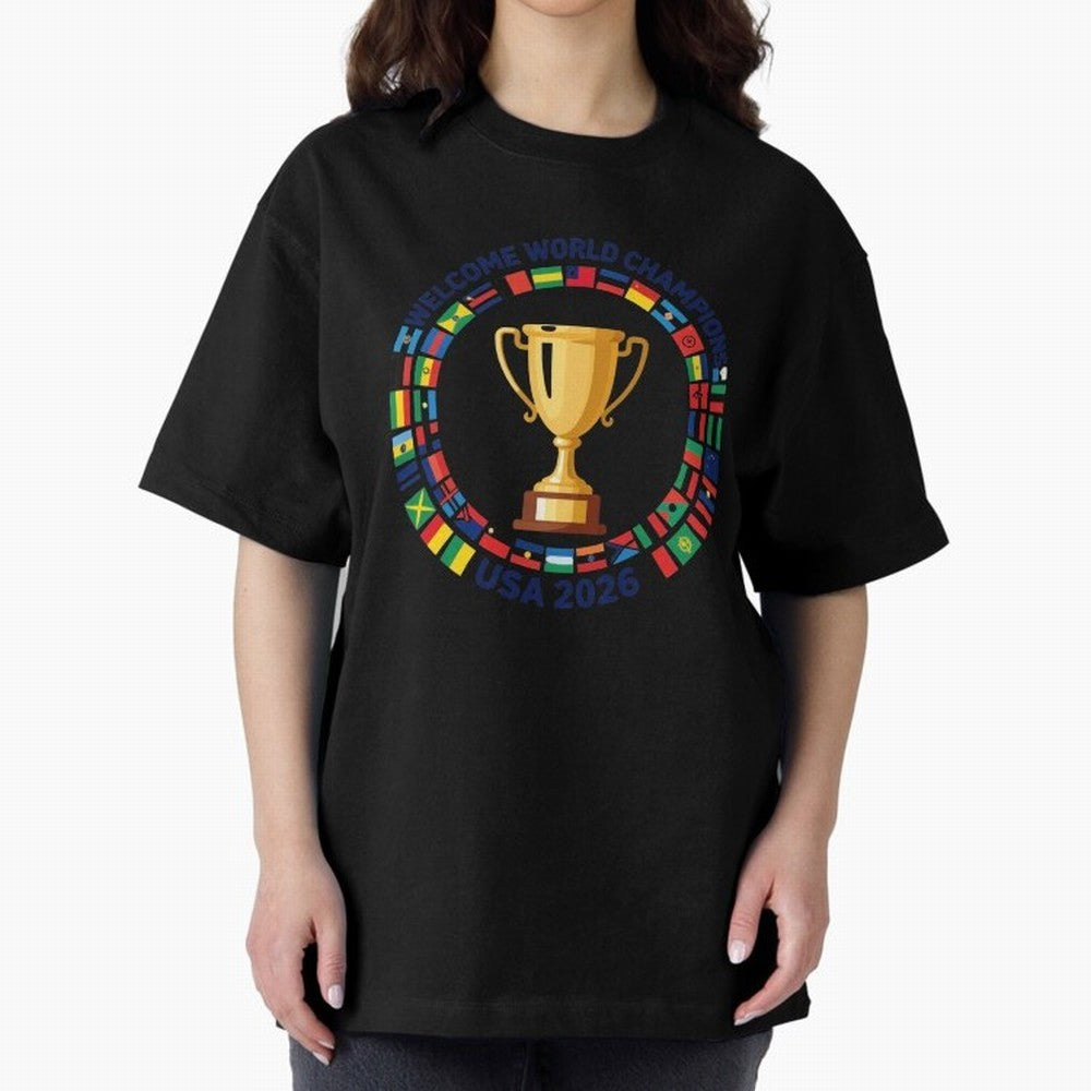 World Cup 2026 Celebration T-Shirt | USA Canada Mexico Soccer Fan Tee Oversized T-Shirt Join Supporters Worldwide for FIFA World Cup 2026 Group Stage for Fans of Neymar, Haaland and Cristiano Ronaldo and Argentina and Brazil, Bringing Tournament