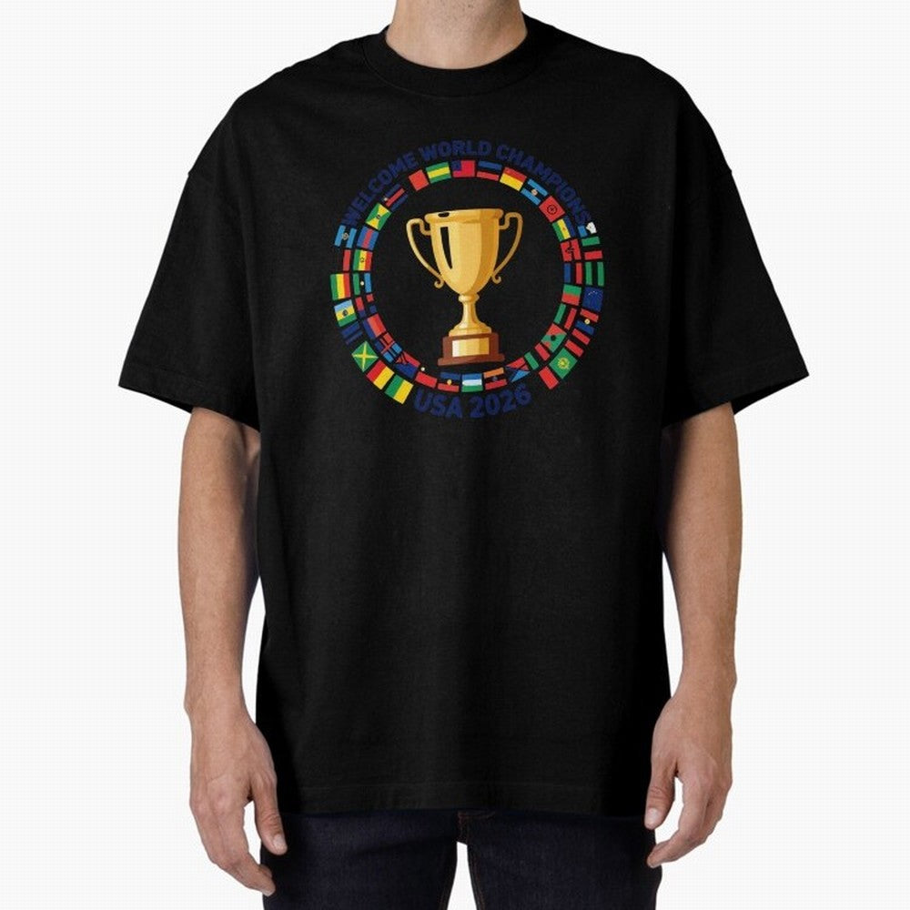 World Cup 2026 Celebration T-Shirt | USA Canada Mexico Soccer Fan Tee Oversized T-Shirt Join Supporters Worldwide for FIFA World Cup 2026 Group Stage for Fans of Neymar, Haaland and Cristiano Ronaldo and Argentina and Brazil, Bringing Tournament
