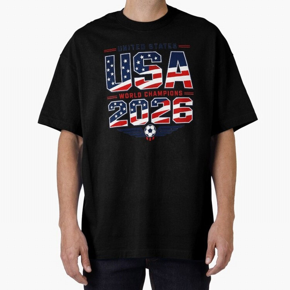 USA World Champions 2026 ¨C Patriotic Soccer Fan Shirt Oversized T-Shirt Remember Iconic Moments from the FIFA World Cup 2026 Journey through Neymar, Haaland and Cristiano Ronaldo Highlights, Spain Pride, Game Day Rituals, Football Legends, Country