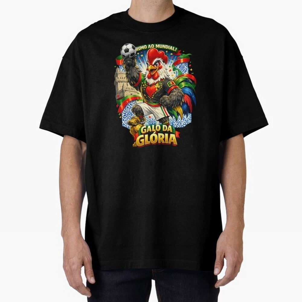 Portugal Rooster World Cup 2026 Fan Art Oversized T-Shirt Show Support during the FIFA World Cup 2026 Group Stage Journey through Neymar Highlights, France Pride, Vintage Soccer Flavor, Modern Football Stars, National Flags and Final Night Emotion;