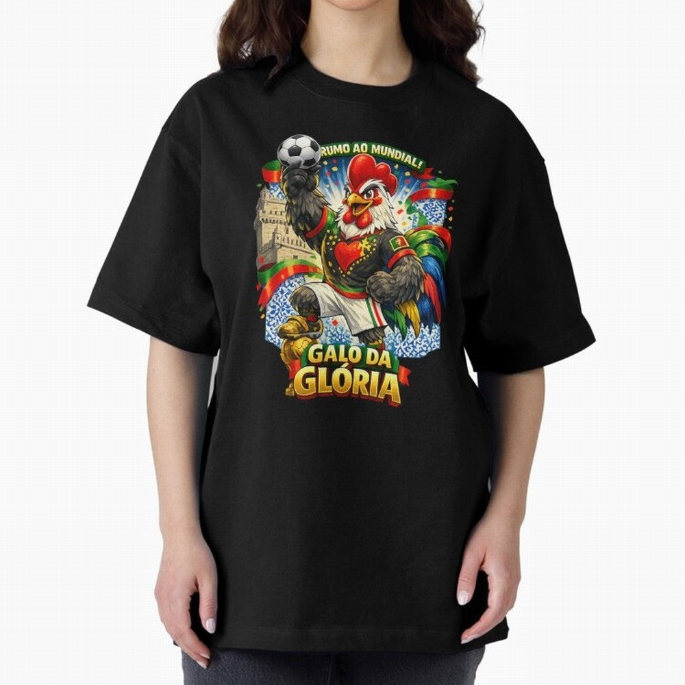 Portugal Rooster World Cup 2026 Fan Art Oversized T-Shirt Show Support during the FIFA World Cup 2026 Group Stage Journey through Neymar Highlights, France Pride, Vintage Soccer Flavor, Modern Football Stars, National Flags and Final Night Emotion;