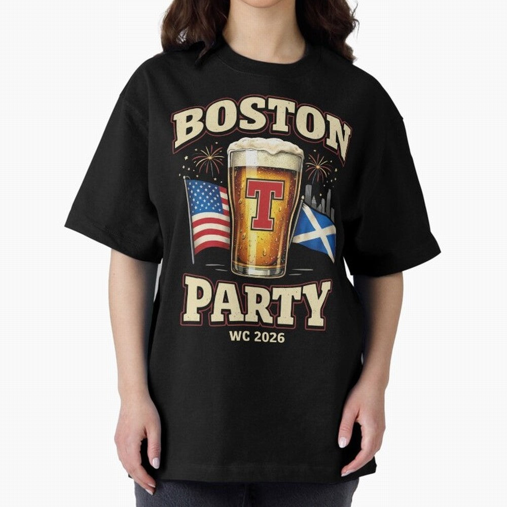 Boston T?Party Scotland Football WC 2026 Oversized T-Shirt Feel Global Football Passion for FIFA World Cup 2026, Featuring CR7, France and Portugal, Stadium Chants, National Pride, Trophy Dreams and Unforgettable Football Memories; Perfect for