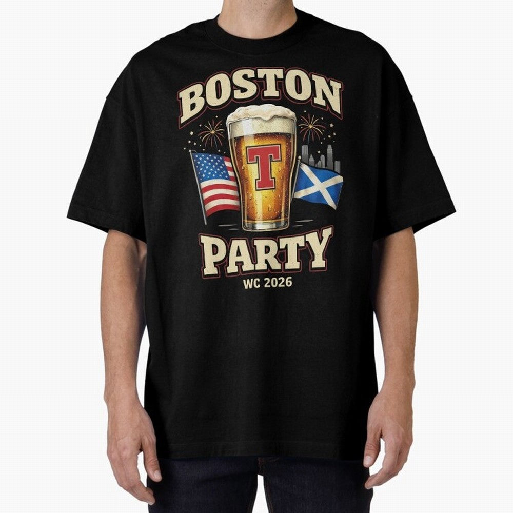 Boston T?Party Scotland Football WC 2026 Oversized T-Shirt Feel Global Football Passion for FIFA World Cup 2026, Featuring CR7, France and Portugal, Stadium Chants, National Pride, Trophy Dreams and Unforgettable Football Memories; Perfect for