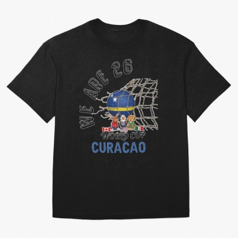 World cup 26 - Curacao Oversized T-Shirt Celebrate Fan Favorites in FIFA World Cup 2026 Group Stage Featuring Messi, CR7 and Mbappe, Spain and Netherlands Energy, Fan Favorite Moments, National Team Passion, Big Match Drama and Soccer History;