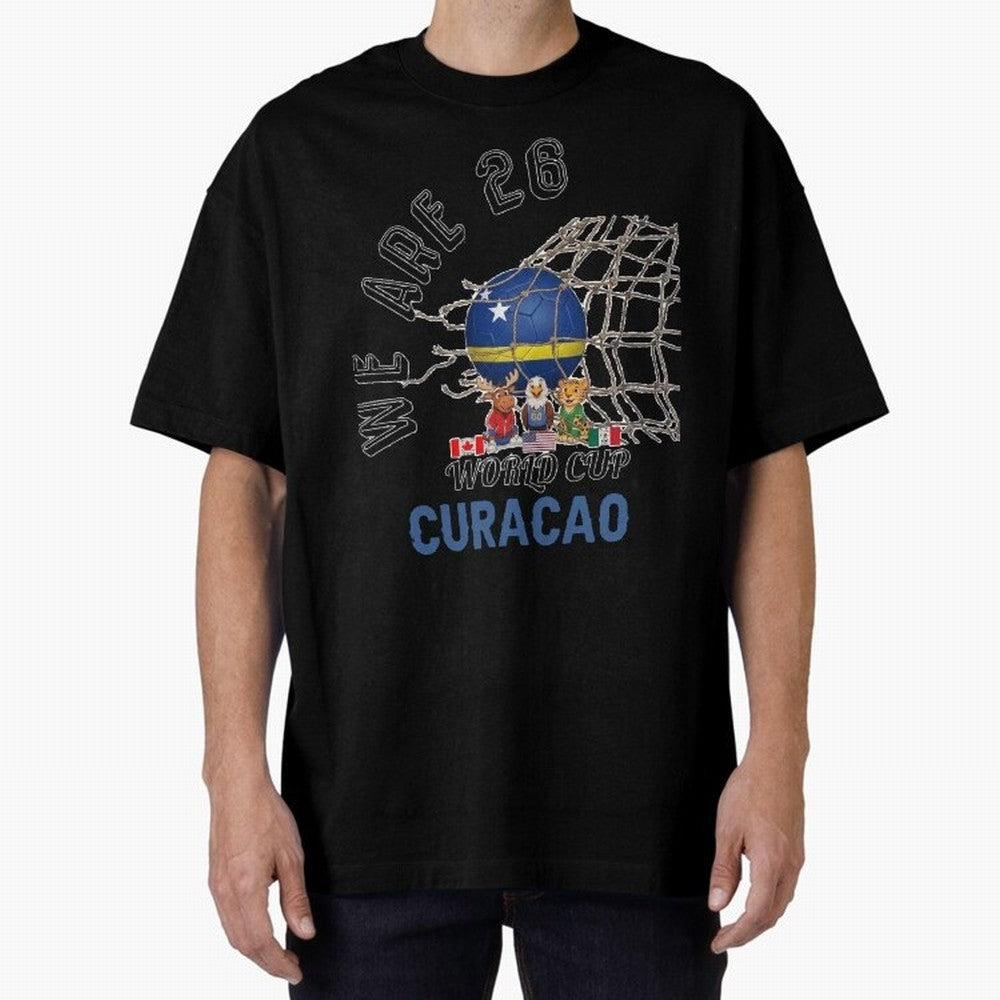 World cup 26 - Curacao Oversized T-Shirt Celebrate Fan Favorites in FIFA World Cup 2026 Group Stage Featuring Messi, CR7 and Mbappe, Spain and Netherlands Energy, Fan Favorite Moments, National Team Passion, Big Match Drama and Soccer History;