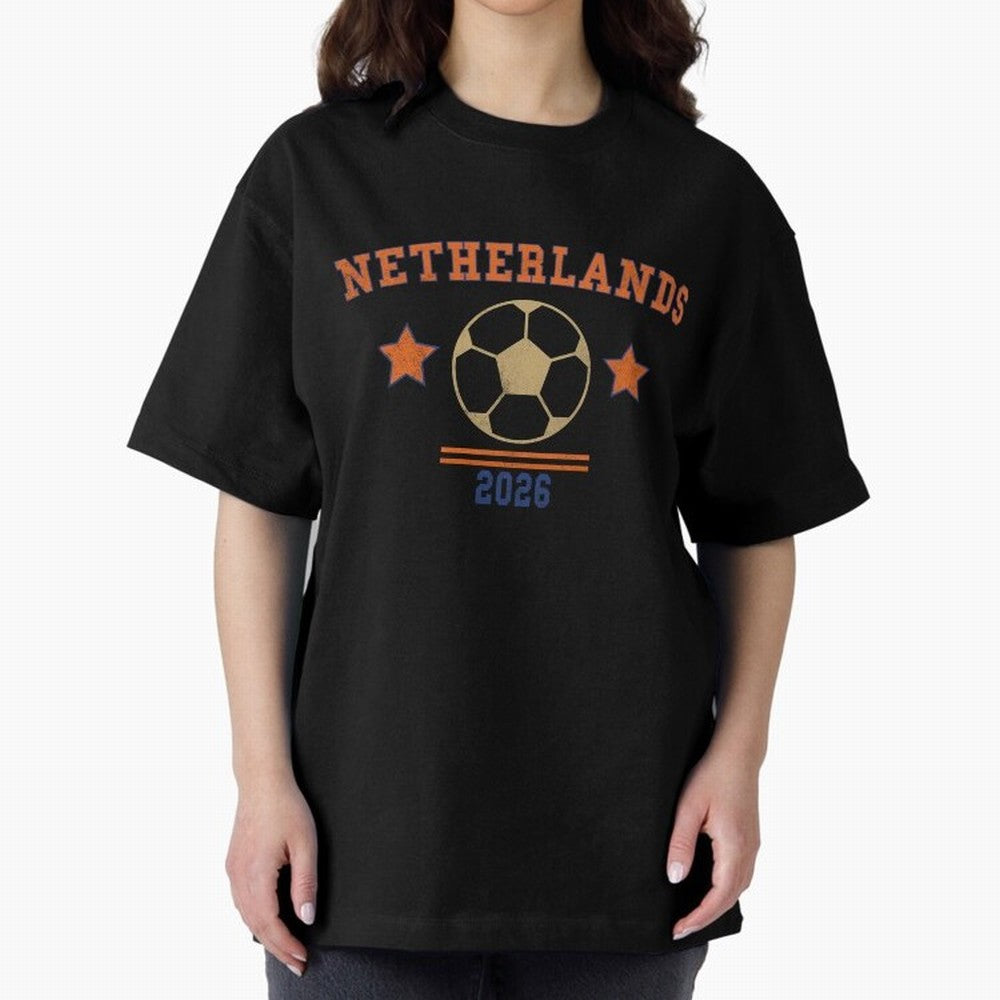 Netherlands ¡ª Vintage Soccer Tee Oversized T-Shirt Bring Retro Soccer Energy to FIFA World Cup 2026 Group Stage Spirit, Highlighting Brazil, Messi, Neymar and Mbappe, Tournament Hype, Historic Matchups, Family Viewing Parties and Global Sports