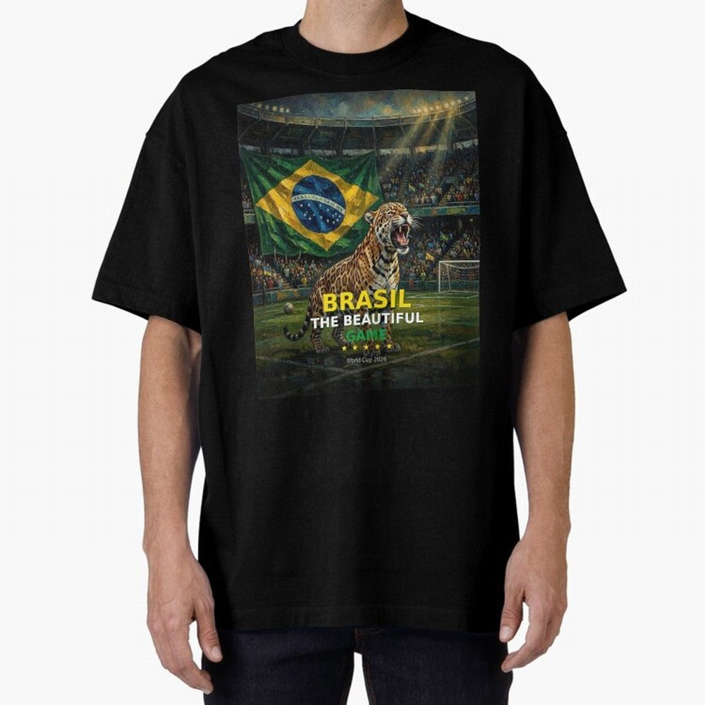 Brasil The Beautiful Game - World Cup 2026 Soccer Fan Tee Oversized T-Shirt Celebrate National Team Dreams in FIFA World Cup 2026 Group Stage Spirit, with Germany, Haaland, Global Supporter Spirit, Legendary Goals, National Colors and Tournament