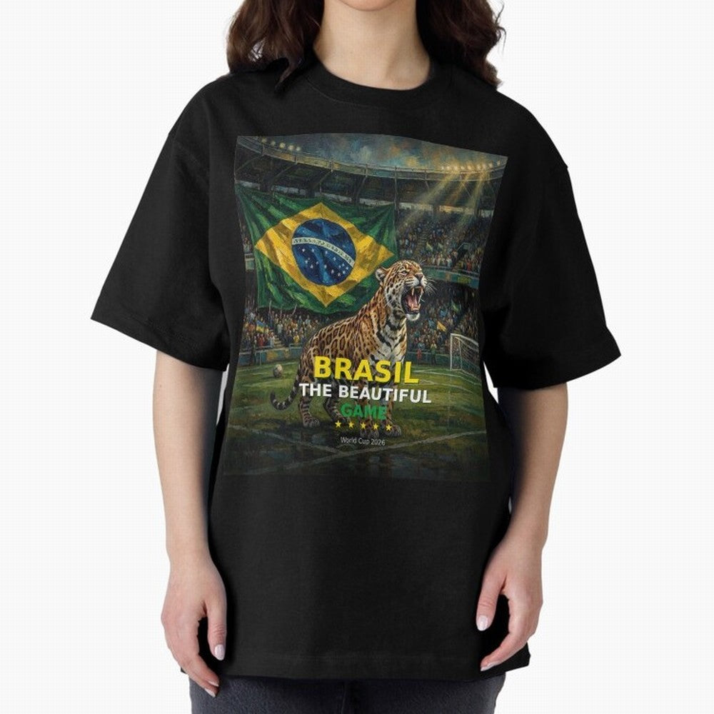Brasil The Beautiful Game - World Cup 2026 Soccer Fan Tee Oversized T-Shirt Celebrate National Team Dreams in FIFA World Cup 2026 Group Stage Spirit, with Germany, Haaland, Global Supporter Spirit, Legendary Goals, National Colors and Tournament
