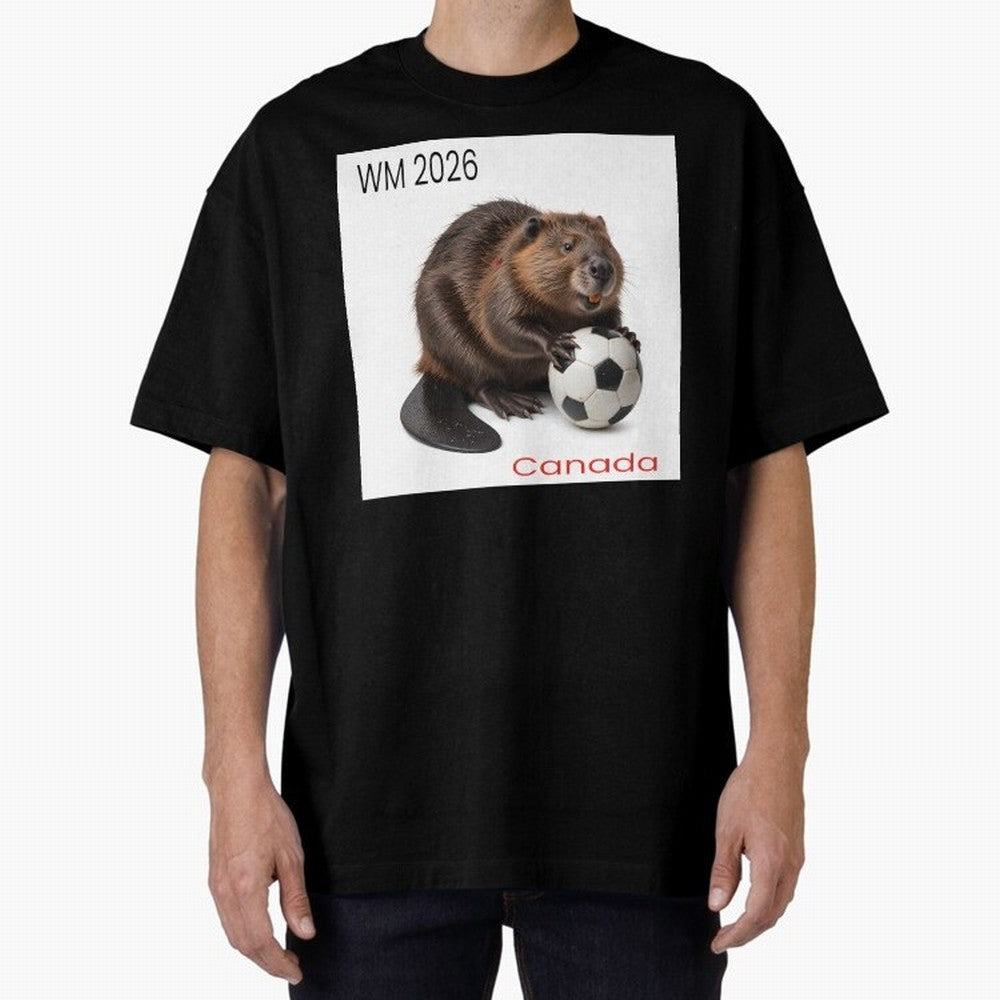Canadian beaver invites you to World Cup 2026 in USA, Canada and Mexico Oversized T-Shirt Remember FIFA World Cup 2026 for Fans of Messi, CR7 and Mbappe and Argentina, France and Brazil, Bringing Vintage Soccer Flavor, Modern Football Stars,