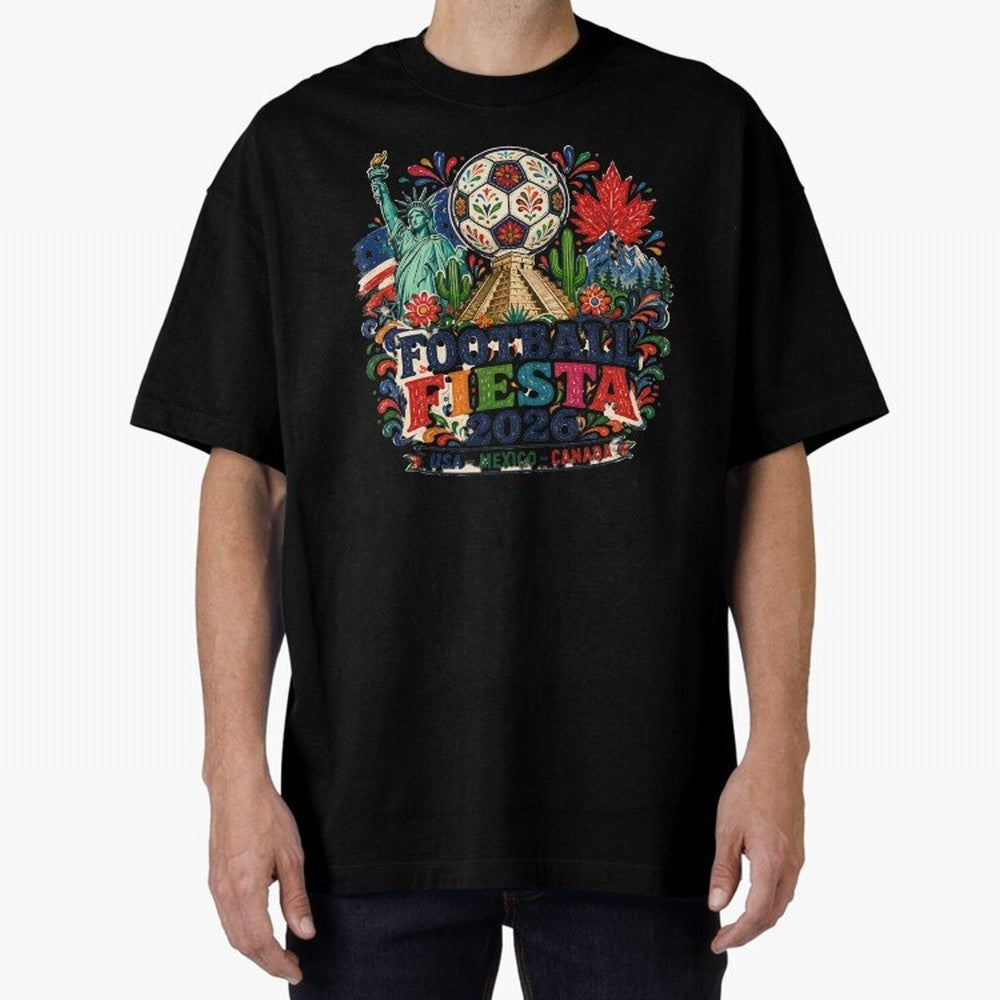 Football Fiesta 2026 Soccer Celebration Art Oversized T-Shirt Support Your Favorite Stars during FIFA World Cup 2026 Spirit, Filled with Argentina, France and Brazil, Neymar, Haaland and Cristiano Ronaldo, Tournament Hype, Historic Matchups, Family