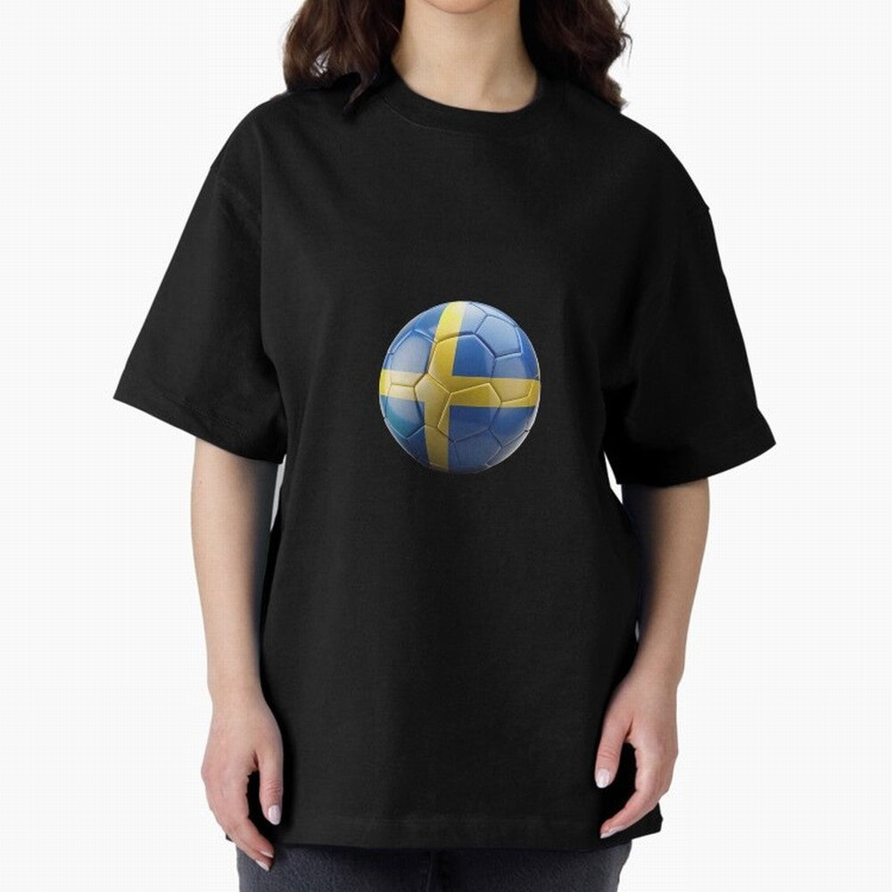 Sweden Football Oversized T-Shirt Cheer for Match Day Hype around FIFA World Cup 2026 Group Stage, CR7, Spain and Netherlands, Champion Mindset, Group Stage Buzz, Knockout Tension and Passionate Fan Culture; Ideal for Football Dads, Football Moms,