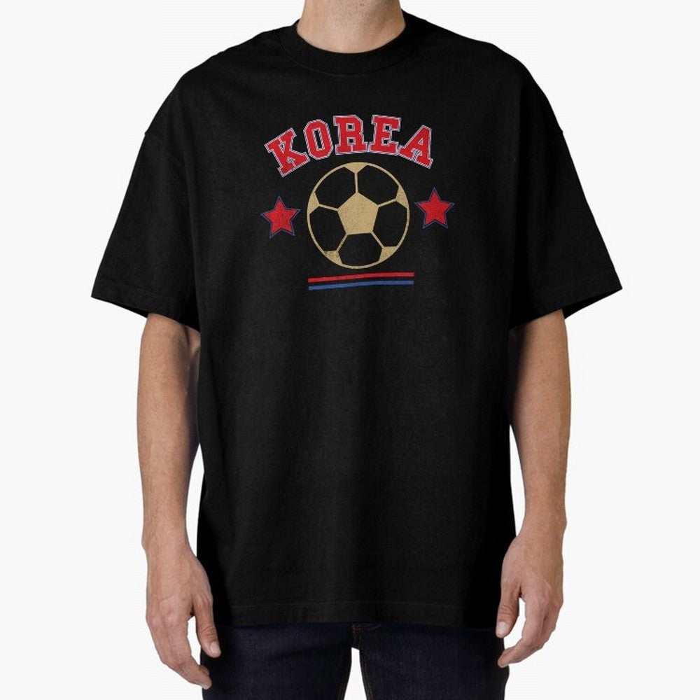 Korea 2026 ¡ª Vintage Soccer Tee Oversized T-Shirt Share Global Football Passion for FIFA World Cup 2026 Group Stage, Celebrating Mbappe and Neymar, England, France and Netherlands, Sports Nostalgia, International Competition, Famous Players and