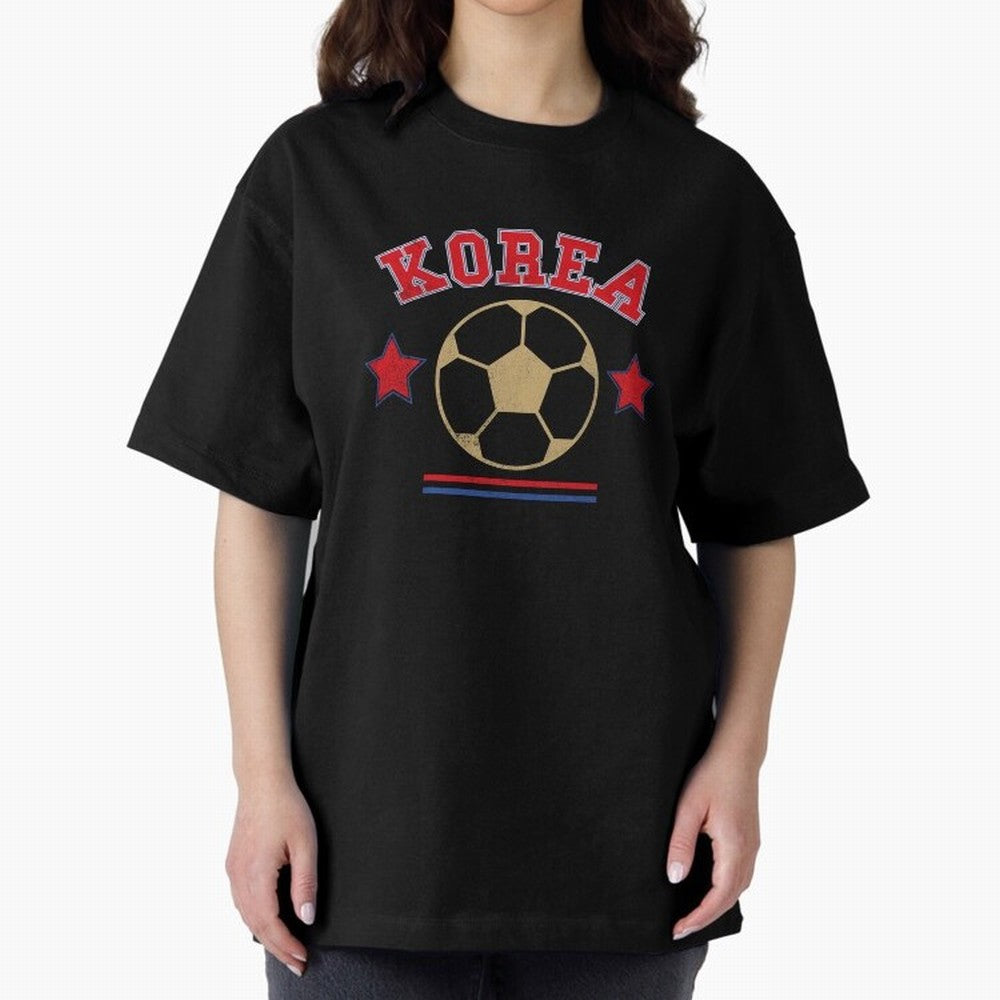 Korea 2026 ¡ª Vintage Soccer Tee Oversized T-Shirt Share Global Football Passion for FIFA World Cup 2026 Group Stage, Celebrating Mbappe and Neymar, England, France and Netherlands, Sports Nostalgia, International Competition, Famous Players and