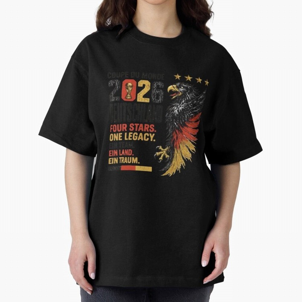 Germany Soccer World Cup 2026 Eagle Vintage Design Oversized T-Shirt Bring a Vintage Feel to FIFA World Cup 2026 Group Stage Spirit, Filled with Argentina and Brazil, CR7, Championship Spirit, Famous Goals, Roaring Crowds and International Football