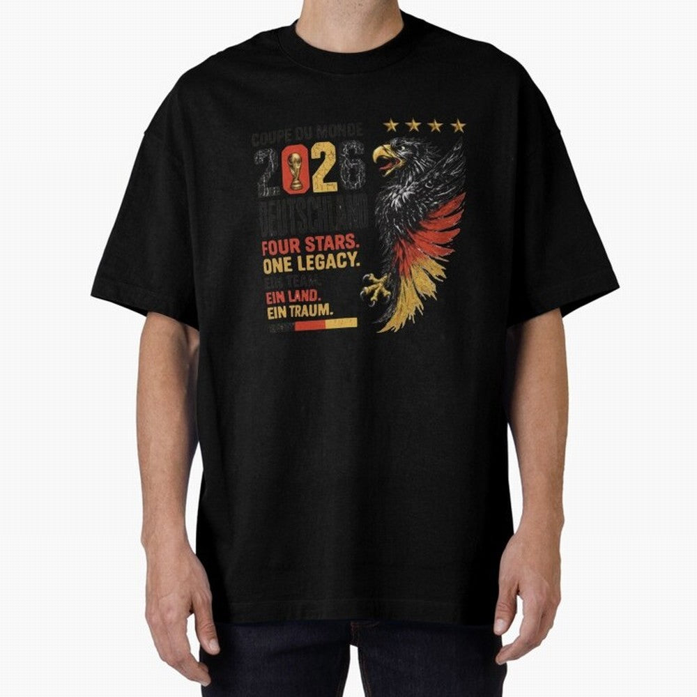 Germany Soccer World Cup 2026 Eagle Vintage Design Oversized T-Shirt Bring a Vintage Feel to FIFA World Cup 2026 Group Stage Spirit, Filled with Argentina and Brazil, CR7, Championship Spirit, Famous Goals, Roaring Crowds and International Football