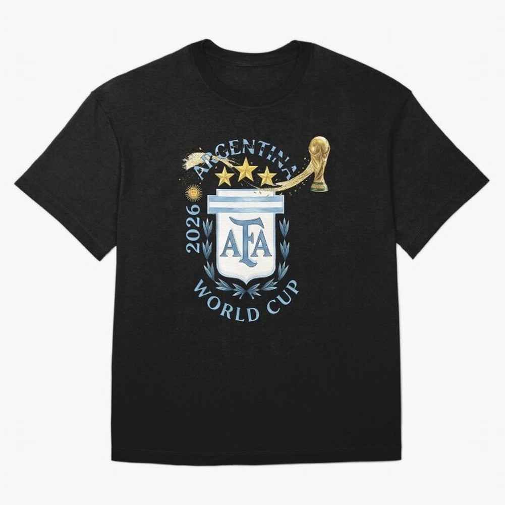 Argentina Football Champion World Cup 2026 - Gold Stars Watercolor Oversized T-Shirt Make Memories around FIFA World Cup 2026 Centered on Neymar, England and Germany Energy, Football Passion, Legendary Performances, Festival Vibes and Supporter