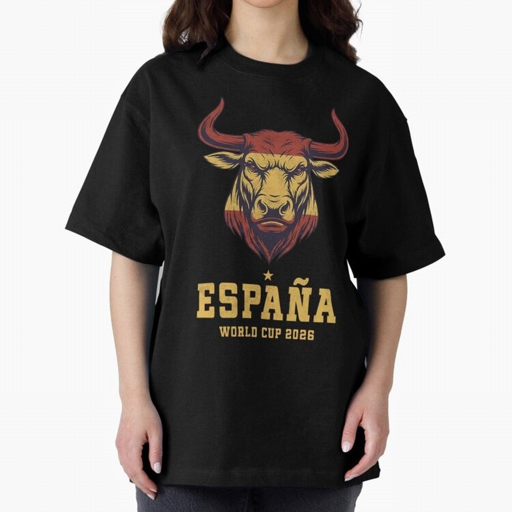 Spain Football World Cup 2026 - Vintage Spanish Bull Espa?a Oversized T-Shirt Feel International Energy from the FIFA World Cup 2026 USA Canada Mexico Journey through Cristiano Ronaldo, Haaland and CR7 Highlights, Brazil Pride, Game Day Rituals,