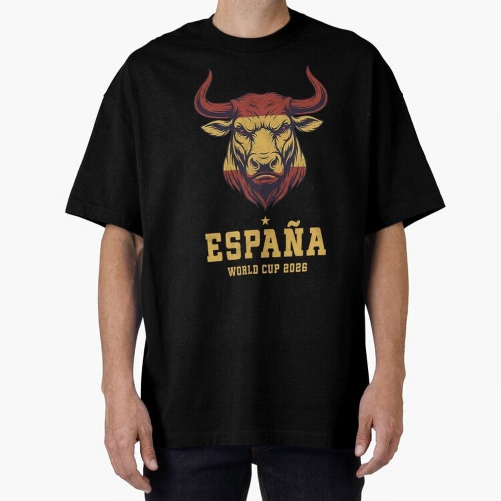 Spain Football World Cup 2026 - Vintage Spanish Bull Espa?a Oversized T-Shirt Feel International Energy from the FIFA World Cup 2026 USA Canada Mexico Journey through Cristiano Ronaldo, Haaland and CR7 Highlights, Brazil Pride, Game Day Rituals,