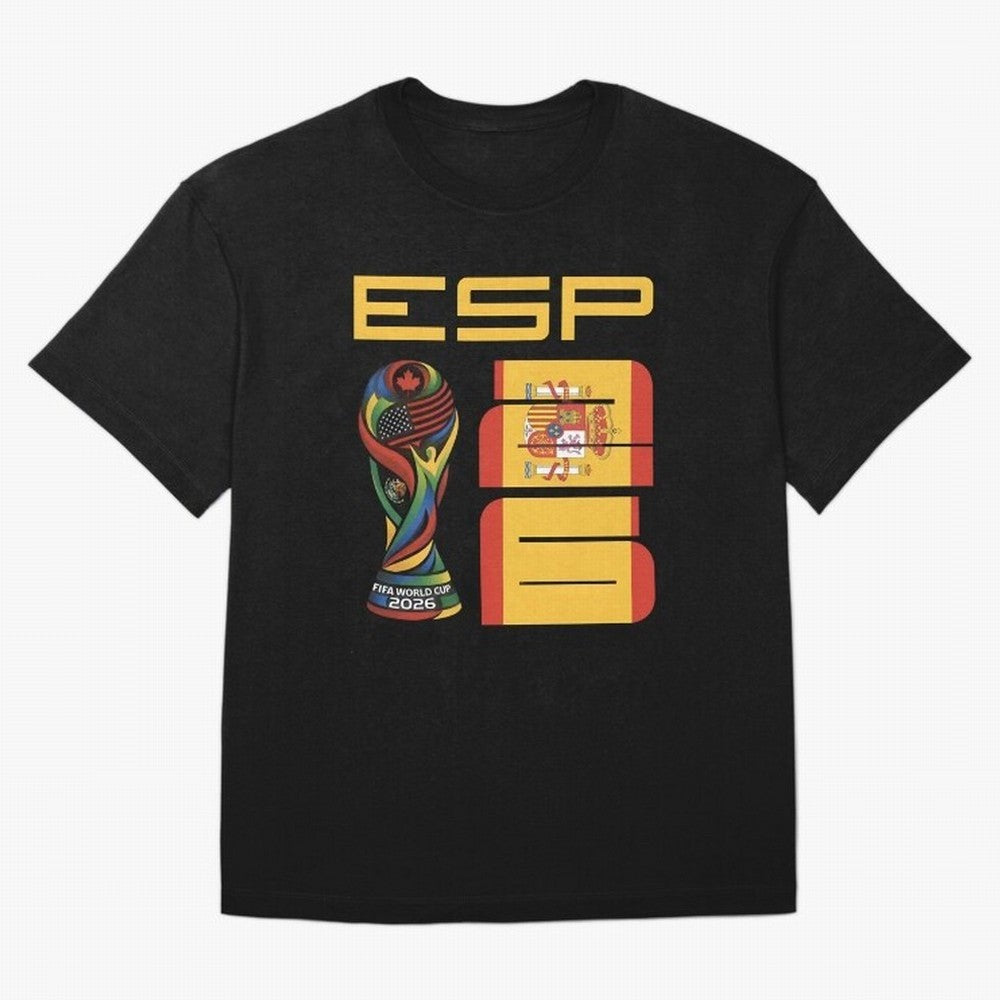 Spain Soccer World Cup 2026 Fan Art - ESP La Roja Oversized T-Shirt Represent Football Lovers during Global Football Passion for FIFA World Cup 2026 Group Stage, Made for Neymar, Haaland and Cristiano Ronaldo, England, Stadium Memories, Football