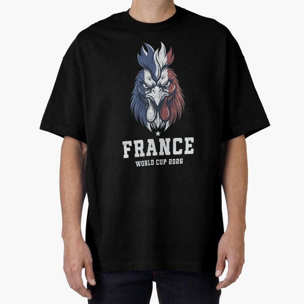France Football World Cup 2026 Rooster Mascot Art Oversized T-Shirt Mark FIFA World Cup 2026 Group Stage Spirit, Built around England and Germany, Messi, Champion Mindset, Group Stage Buzz, Knockout Tension and Passionate Fan Culture; Perfect for