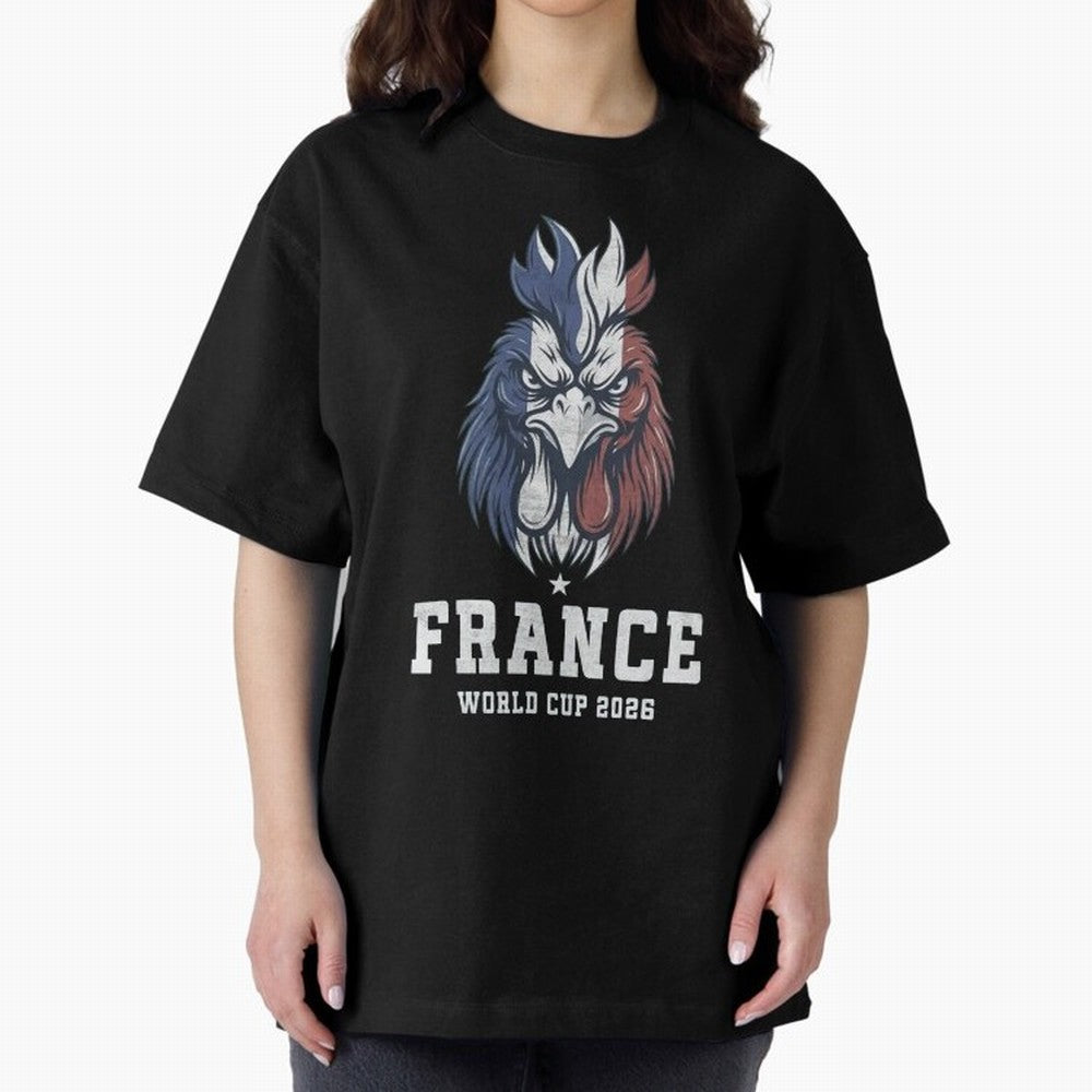 France Football World Cup 2026 Rooster Mascot Art Oversized T-Shirt Mark FIFA World Cup 2026 Group Stage Spirit, Built around England and Germany, Messi, Champion Mindset, Group Stage Buzz, Knockout Tension and Passionate Fan Culture; Perfect for