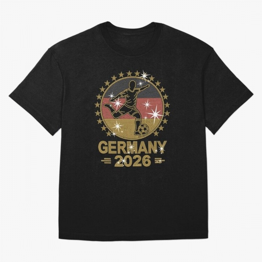 Germany Soccer World Cup 2026 Glitter Style Fan Art Oversized T-Shirt Cheer through Every Moment of the FIFA World Cup 2026 Journey through Cristiano Ronaldo Highlights, England, France and Netherlands Pride, Worldwide Fan Energy, Dramatic Goals,