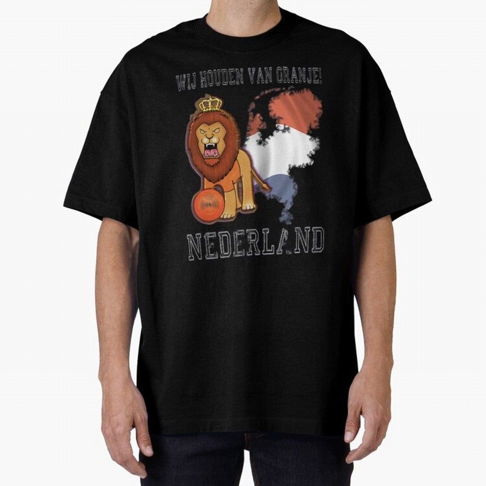 Dutch Pride Lion - Netherlands Football Fans Oranje Oversized T-Shirt Celebrate Golden Goal Energy in the FIFA World Cup 2026 USA Canada Mexico Journey through Messi, Neymar and Mbappe Highlights, Brazil, Portugal and Argentina Pride, Vintage