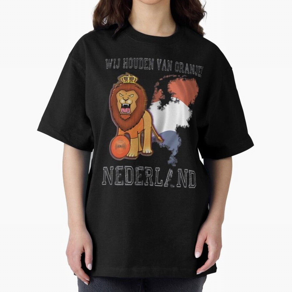 Dutch Pride Lion - Netherlands Football Fans Oranje Oversized T-Shirt Celebrate Golden Goal Energy in the FIFA World Cup 2026 USA Canada Mexico Journey through Messi, Neymar and Mbappe Highlights, Brazil, Portugal and Argentina Pride, Vintage