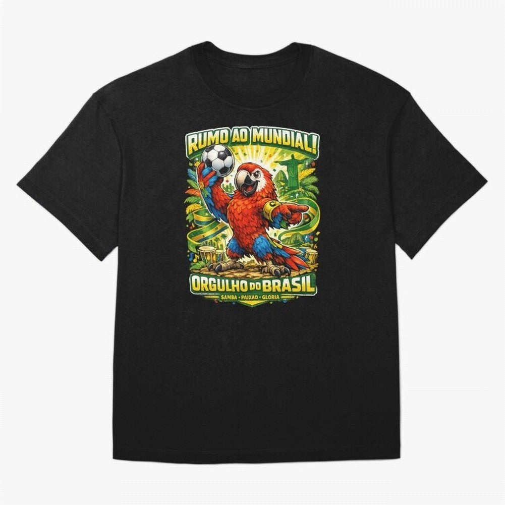 Brazil World Cup 2026 Macaw Fan Art Oversized T-Shirt Celebrate Every Goal in the FIFA World Cup 2026 Group Stage Journey through Neymar, Haaland and Cristiano Ronaldo Highlights, France and Portugal Pride, Football History, Final Match Energy,