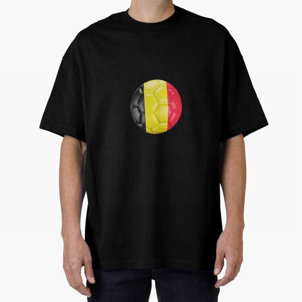Belgium Football Ball Oversized T-Shirt Back the Journey through FIFA World Cup 2026 USA Canada Mexico Capturing Mbappe and Neymar, Portugal Energy, Global Supporter Spirit, Legendary Goals, National Colors and Tournament Celebration; Ideal for