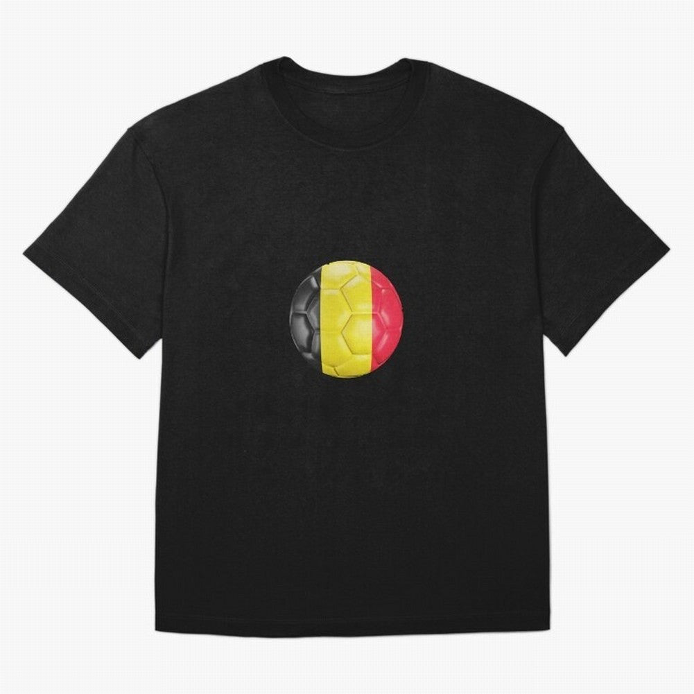 Belgium Football Ball Oversized T-Shirt Back the Journey through FIFA World Cup 2026 USA Canada Mexico Capturing Mbappe and Neymar, Portugal Energy, Global Supporter Spirit, Legendary Goals, National Colors and Tournament Celebration; Ideal for