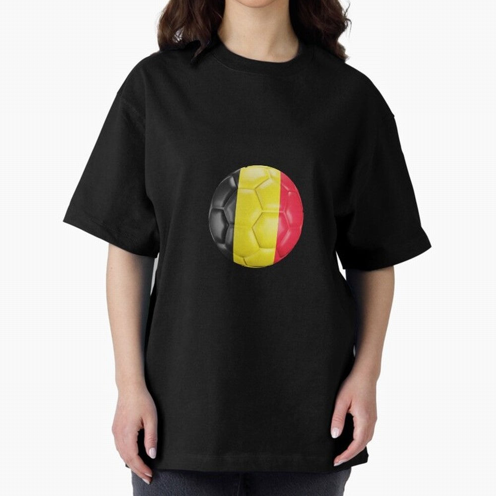 Belgium Football Ball Oversized T-Shirt Back the Journey through FIFA World Cup 2026 USA Canada Mexico Capturing Mbappe and Neymar, Portugal Energy, Global Supporter Spirit, Legendary Goals, National Colors and Tournament Celebration; Ideal for