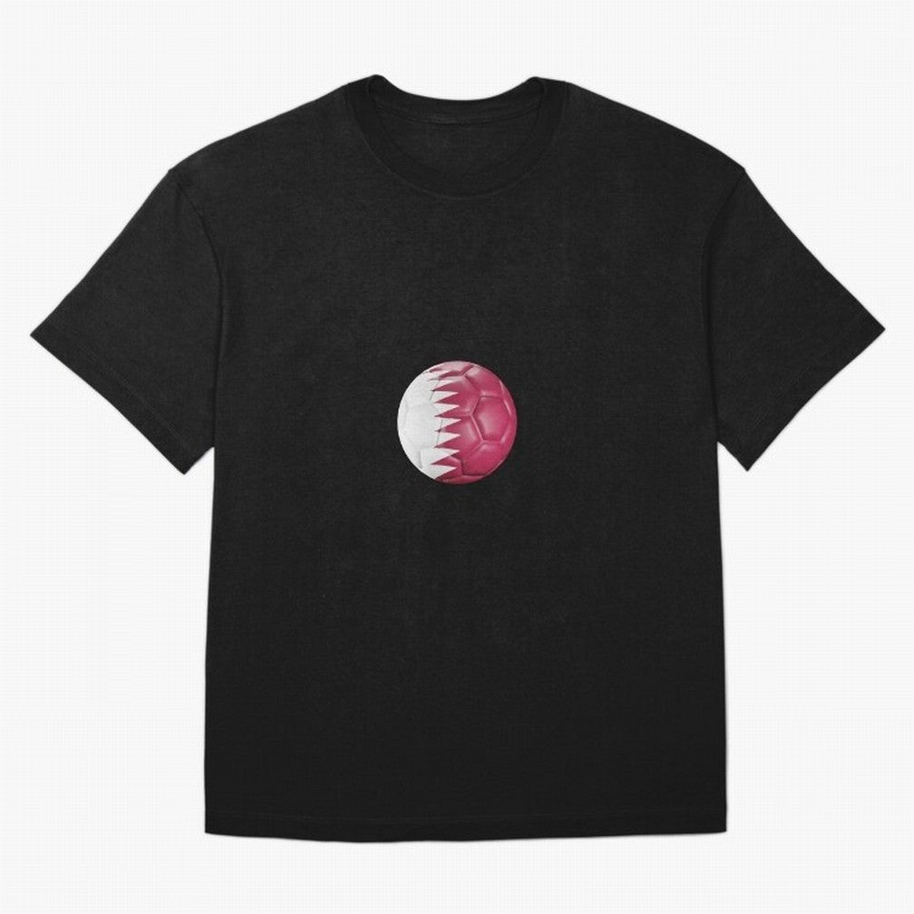 Qatar Flag Ball Oversized T-Shirt Honor Champions and Dreams in FIFA World Cup 2026 Group Stage Connected to Mbappe and Neymar, Brazil, Portugal and Argentina Energy, Football Passion, Legendary Performances, Festival Vibes and Supporter Community;